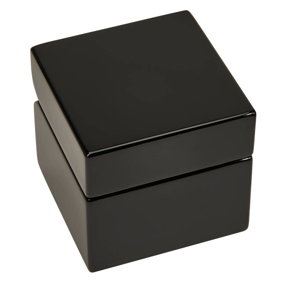 Blk Sq Wd Box W/Clock & Compass