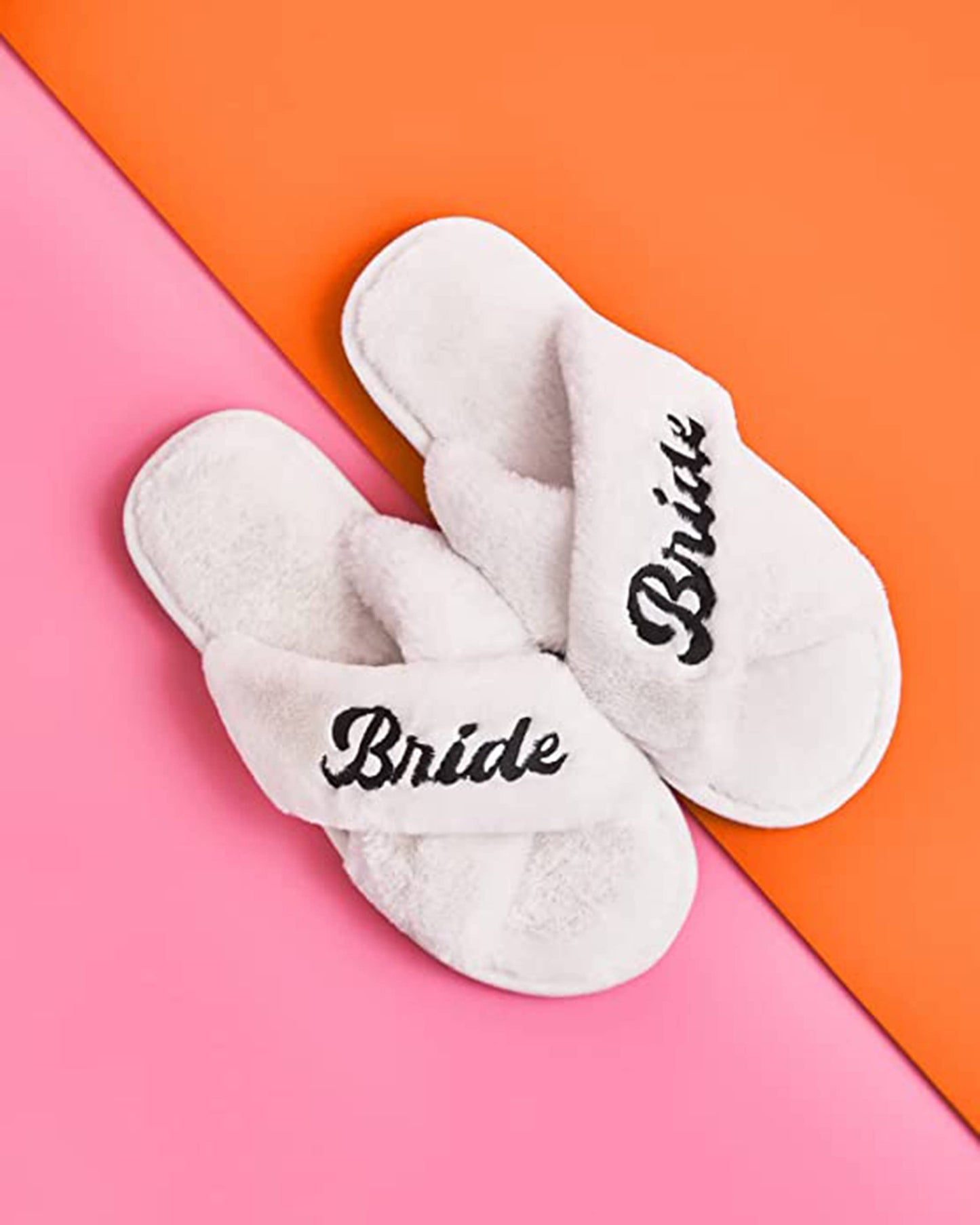 Bride Slippers, Bride Fuzzy Slippers, White Bride Slippers: Small