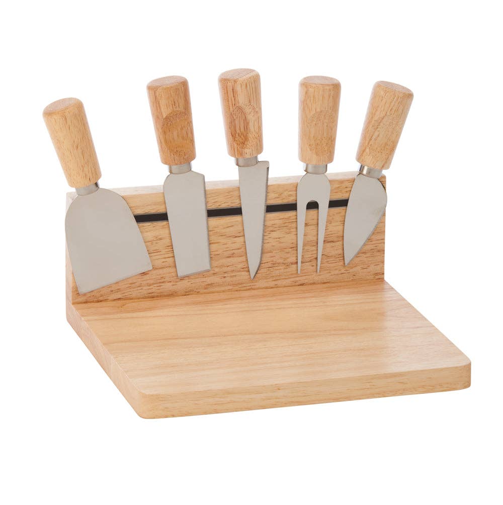 Magnetic Strip Cutting Board With 5 Tools, Rubberwood