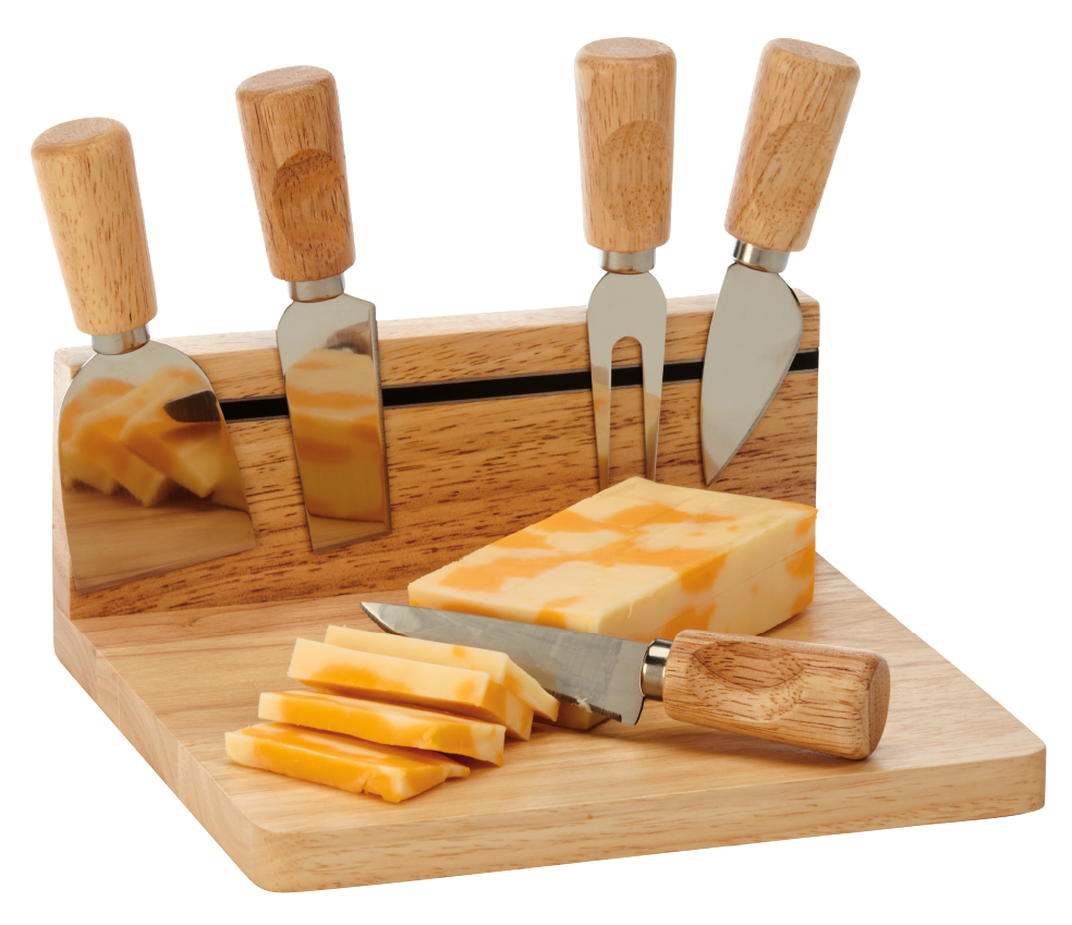 Magnetic Strip Cutting Board With 5 Tools, Rubberwood