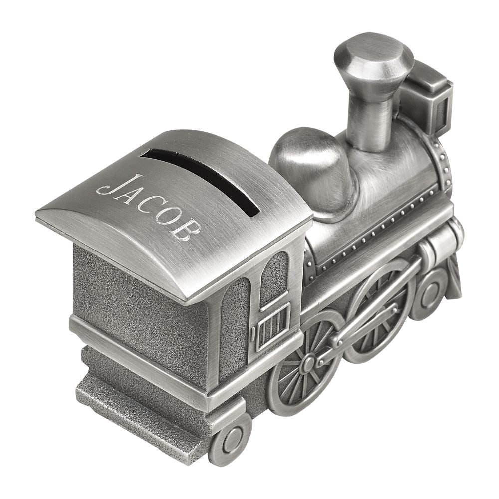 Pewter Train Bank – Exclusive Engravings, LLC